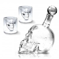 2*75ml und 350ml Kristallschädel Kopf Wodka Whisky Gläser