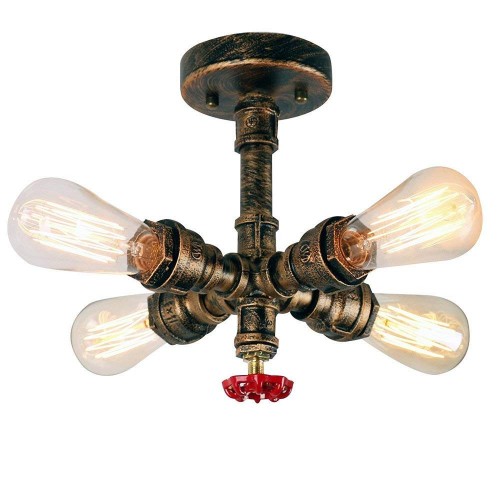Retro Deckenlampe Industrie Steampunk Wasserrohr Eisen Edison Lampe Deckenleuchte Loft 