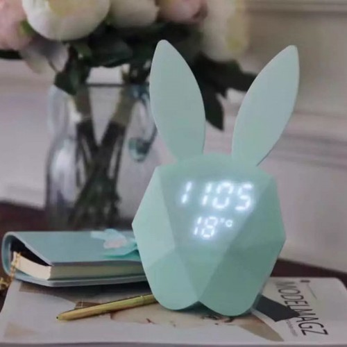 Cute Rabbit Cartoon LED Wecker Kreativität Kind Timing Sprachsteuerung Musik Lade Leucht Elektronische Wecker