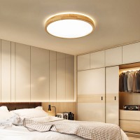 LED Deckenleuchte, Top 360° Glühen Holz Deckenlampe, Warmweiß  24W, Φ30cm Runde Holz Lampe für Wohnzimmer, Schlafzimmer, Esszimmer, Büro, Kinderzimmer Leuchte Decke Licht Holzlampe 