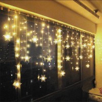 LED Lichtervorhang, LED Lichterkette, WeihnachtenBeleuchtung, 96 LED Lichterkettenvorhang, Lang Schneeflocke LED String Licht, Innen/Außen, Weihnachtsdeko Christmas, Warmweiß 3.5 * 0.8M