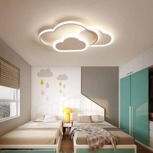 LED Deckenleuchte, Creative Cloud Deckenleuchte, Mit Fernbedienung Dimmbare 6cm Ultradünne Weiße Und Rosa Decken Lampe, for Kinderzimmer Kinderzimmer Schlafzimmer Wohnzimmer Dekoration Beleuchtung