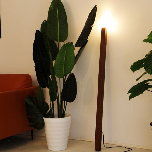 LED Design Stehlampe - Massivholz Stehlampe Lampenschirm aus Glas G9 Glühbirne 130 cm Standlampe für Wohnzimmer, Schlafzimmer, Büro