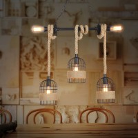 Vintage Seil Industrielampe Kronleuchter Deckenleuchten LED Glühlampe Lampenfassung E27*5 Hängeleuchte