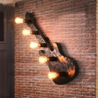 Gitarre Wandlampe, Industrieller Wind Kreativ Bar Bartheke Studio Eisenkunst Wandlampe