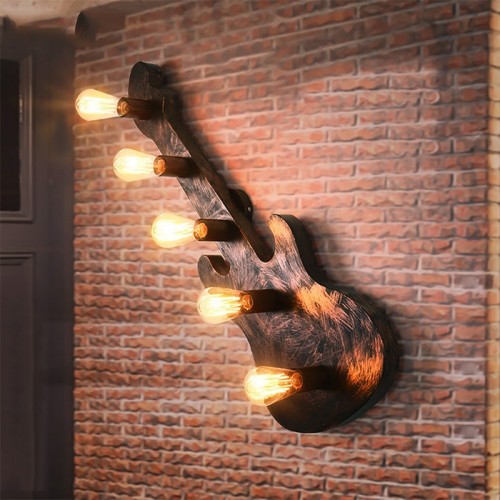 Gitarre Wandlampe, Industrieller Wind Kreativ Bar Bartheke Studio Eisenkunst Wandlampe