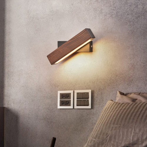 Wandleuchte, Nordic Wandleuchte Schlafzimmer Nachttischlampe Massivholz Gang Einfache Moderne Kreative Drehbare Dimmen LED Lesewandleuchte 