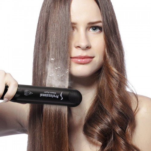 Professioneller Multifunktions Keramik Spray Dampf Haarglätter Glätteisen Lockenwickler Haar Salon Dampfstyler mit Handschuh und Eurostecker