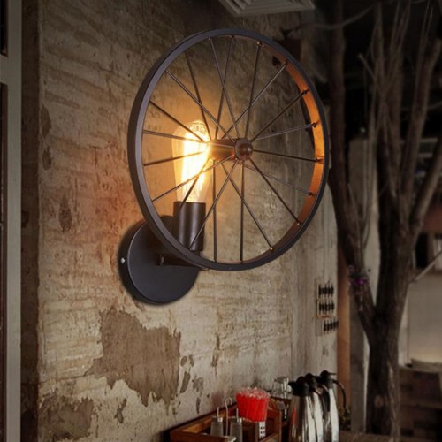 E27 Rad Retro Deckenleuchte - Vintage Deckenleuchte - Antike Beleuchtung Industrie Deckenbeleuchtung (Glühlampen nicht enthalten)