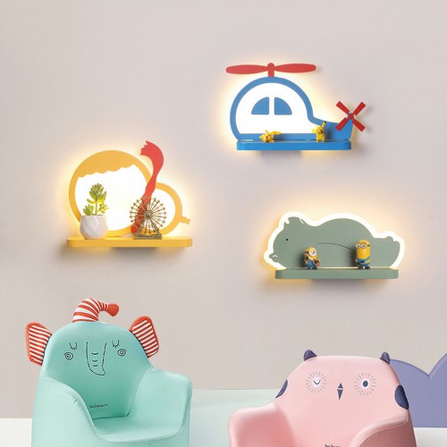 LED Kinder Wandleuchte，| als Regal verwendbar |  Dreifarbiges Dimmen -12W (Lichtquelle enthalten)