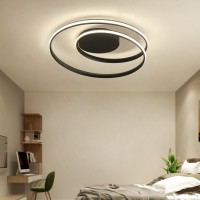 LED Wohnzimmerlampe Deckenleuchte Dimmbar mit Fernbedienung, Ring Badlampe Flurlampe Deckenlampe,Chic Blütenform-Design Metall Acryl Deckenbeleuchtung für Schlafzimmer Esszimmer Küche Lampen (Schwarz) [Energieklasse A++]