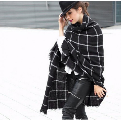 Plaid Decke Winter Schal warme Frauen gemütliche Tartan Wrap übergroßen Schal Cape