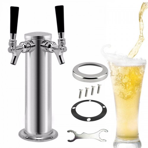 Doppeltipp Edelstahl-Fass-Bierturm Homebrew Kegerator Chrome 2 Wasserhahn