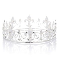 Kristall Männer Kronen Tiara Strass Königs Krone Tiara Diadem Kopfschmuck für Feier Party, Silber