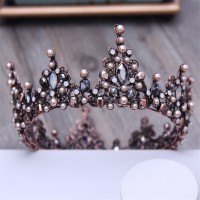 Vintage Crystal Black Runde Barock Diademe und Kronen Kopfschmuck für Frauen oder Männer Braut Hochzeit Kopf Schmuck Zubehör