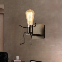 Kreative Vintage Wandleuchte LED Industrielle Retro Wandleuchte Schwarz Eisen Halter Innen Art Deco für Bar, Schlafzimmer, Küche, Restaurant