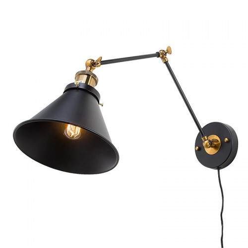 Wandlampen Swing Arm Plug-in oder Hardwire-Lampe, mattschwarz