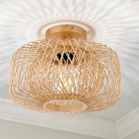 Handgewebte Deckenlampe, einfacher doppellagiger Lampenschirm, handgefertigte Beleuchtung, aus Bambus gewebte Wohnzimmer-Deckenlampe