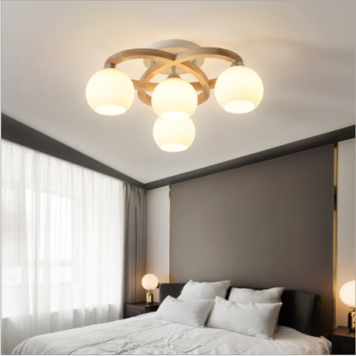 Log LED Schlafzimmerlampe einfache moderne nordische Massivholz-Kunst-Deckenlampe kreative Persönlichkeits-Studienlampe