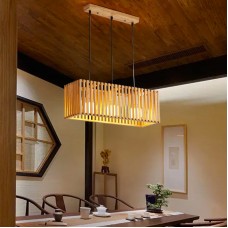 Chinesischer Retro-Gitter-Holz-Kunst-Restaurant-Kronleuchter, kreativer japanischer Wabi-Sabi-Stil, B&B Massivholz-Stehtischlampe, Zen-Beleuchtung