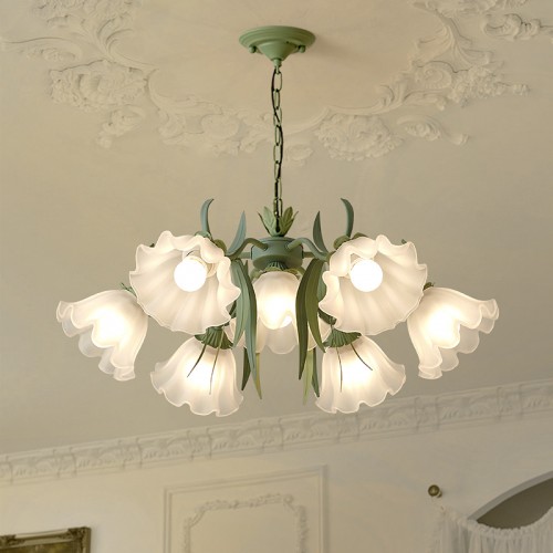 Französischer pastoraler Wohnzimmer-Kronleuchter kreative Maiglöckchen-Blumenlampe American Country Retro-Lampen