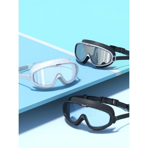 Wasserdichter und beschlagfreier hochauflösender transparenter Schwimmbrille mit großem Rahmen für Männer und Frauen, bequeme Schwimmbrille für Erwachsene