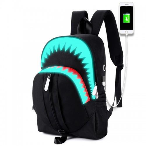 Leuchtender Rucksack Shark USB Funktionsrucksack Student Schultasche Persönlichkeit Trendy