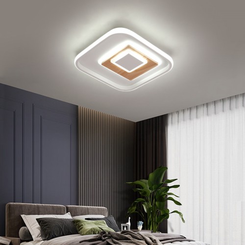 Nordische Schlafzimmer-Deckenleuchte, einfache moderne LED-Deckenleuchte, ultradünne Deckenleuchte aus Holz, warmes Balkonganglicht