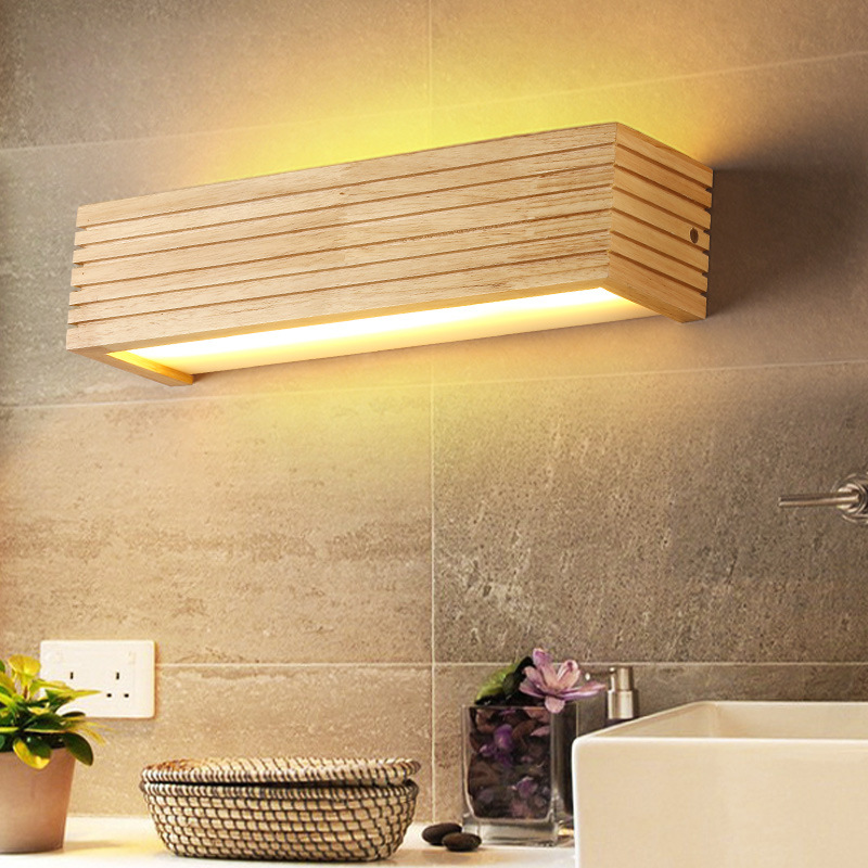 LED Wandleuchte holz,Moderne Wandlampe Holz Flurlampe Nachtlampe